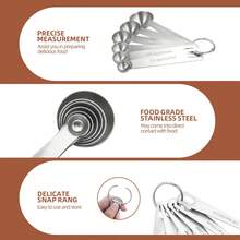 [ Stainless Steel] Precise Measuring Spoon Set With Integrated Hanging Hook, Embossed Scale, Wear-Resistant And Non-Fading, Dry And Wet Dual-Use Baking Seasoning Measurement Tool - - - View 3