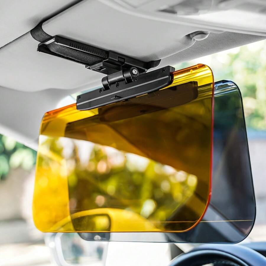 1PC Adjustable Dual-Use Car Sun Visor, Durable ABS Material, Anti-Glare And High Beam Protection, Day/Night Dual-Use, Easy To Install, Suitable For Most Car Models - 1個可折疊汽車遮陽板 - 查看 1