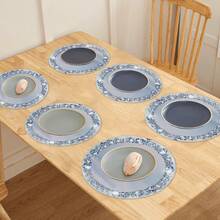 6 Pieces Elegant Silver Diamond Edge Placemats - 2D Printed Round Placemats For Home Decoration, Weddings, Parties, And Kitchen Table Decorations, Washable Polyester, 2D Flat - 6PC/Nhiều màu - Xem 7