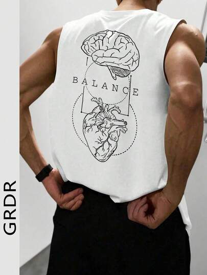 GRDR Men's Casual Printed Round Neck Tank Top, Summer