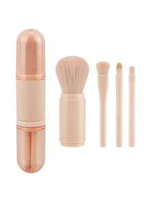 Bộ cọ trang điểm mini 4 trong 1 tiện dụng khi đi du lịch, bao gồm cọ môi, cọ highlight, cọ phấn mắt, cọ tán kem nền và phấn phủ. - Nhiều màu - Xem 8