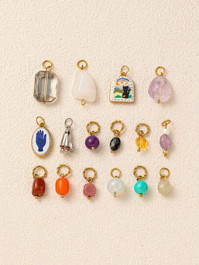 1件不锈钢时尚简约彩色天然玉黑猫吊坠，18K镀金，适用于DIY项链、手链、耳环、钥匙扣、包链、蕾丝扣，是女士珠宝配饰和DIY护身符的理想之选。可作为精致吊坠佩戴，展现魅力，也适合作为礼物送给妻子、母亲和女友。女士珠宝。