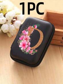 1 Stück Blumen A-Z Buchstaben PU Leder Aufbewahrungsbox, Kartenhalter, Ausweis/Namenskarten Organizer, geeignet für Reisen, Digitalzubehör, Kopfhörertasche - Verschiedenfarbig - Übersicht 57