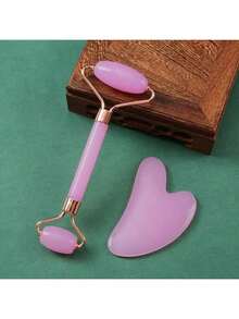 Gua Sha Facial Massage Tools & Jade Rolling Wheels, Face Massagers, Necks, Back, Arms, Legs, Eyes, SPA Women's Gifts Gua Sha Facial Massager Reduces Puffiness And Improves Wrinkles, For Body And Back, Pink - 粉紅色 - 查看 5