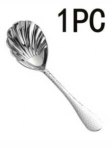 1pc/4pcs High Quality Stainless Steel Thick Creative Serving Spoon/Long Handle Hammered Shell Polished Spoon, Suitable For Home Kitchen, Restaurant, Hotel, Party, Thanksgiving, Elegant & Sophisticated Design, Large Soup Ladle, Mixing Spoon