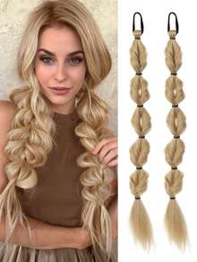 2pcs 20 Inch Ponytail Wig Female Bubble Braid Natural Dye Twist Braid Tie-Up Dreadlocks1 Double Ponytail Lantern Braid - Multicolor - View 2