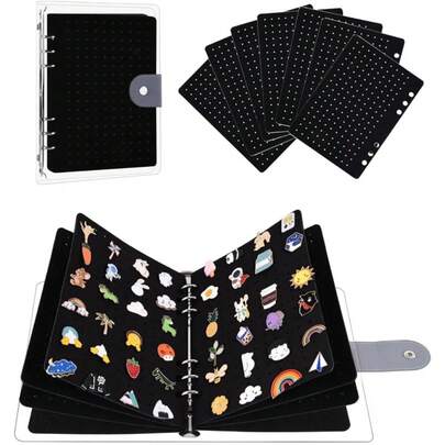 徽章收纳册，创意胸针整理收藏本，多页大容量徽章收纳笔记本，卡通徽章展示收藏工具，徽章爱好者必备整理工具，鞋履及配饰收藏手册（不含配件）