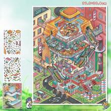 New Large Size DIY Scene Stickers, Adult Landscape Stickers, House Stickers, Scrapbooking Stickers, 3D Miniature House Landscape Stickers, DIY Scrapbook Stickers, Scenery Stickers, Landscape Stickers, Notebook Stickers, Reusable, Multiple Sizes Available Stocking Fillers Funny Gifts - Multicolor - View 7