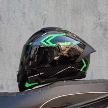 男女通用全盔摩托车头盔，ABS外壳，双镜片系统，快拆扣 - 全脸防护罩提供最大程度的保护，通风系统有效散热，双镜片防眩光，男女皆宜