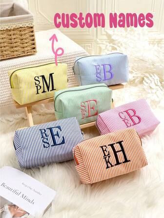Embroidered Makeup Bag, Corduroy Custom Cosmetic Bag, Sanitary Pad Storage Bag, Travel Makeup Bag, Personalized Storage Bag, Gift For Women, Embroidered Corduroy Storage Bag, Custom Corduroy Makeup Bag, Personalized Corduroy Storage Bag, Travel Makeup Bag, Sun Protection Toiletry Bag, Bridesmaid Gift