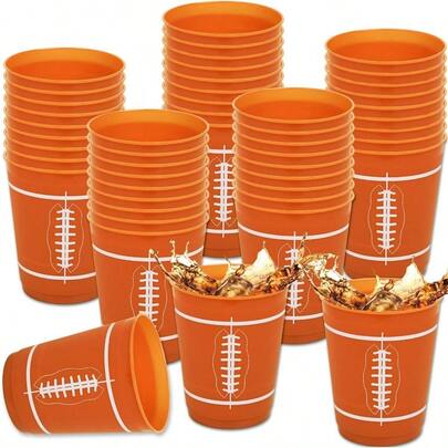 D24 Pcs Football Plastic Cups Reusable Football Plastic Tumblers Party Plies Sports Game Day Reusable Plastic Drinking Cups 12oz Party Decorations For Football Birthday Baby Shower Party Favors