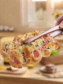 1 Pinza de cocina resistente a altas temperaturas de madera sólida, pinza para bistec, fruta, pan, barbacoa, herramienta para pinzar alimentos, pinza para fideos - Multicolor - Ver 9