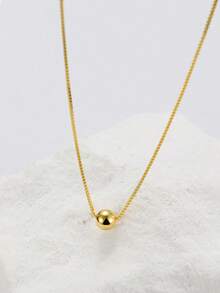 1pc Fashionable Charm Ball Pendant Necklace, Stainless Steel Versatile Necklace Suitable For Women's Daily Or Party Wear