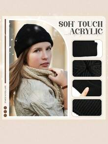 1顶针织帽，短款保暖无檐帽，户外休闲秋冬保暖配饰 - 彩色 - 查看 2