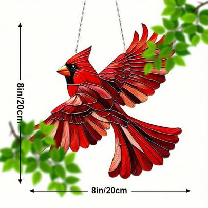 Christmas Red Bird Ornament - 8-Inch Hanging Animal Ornament, Gift For Mom, Birthday Gift, Inspiring Retirement Gift For Women, Holiday Home And Wall Decoration, Holiday Room Decoration, Christmas Decoration, Christmas Tree Ornament, Ideal Christmas Gift Choice