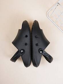 1 Pair Girls' Comfortable, Fashionable, Casual, Lightweight, Cute Pink Bow Soft Foam Slide Sandals, Spring/Summer - Black - View 7