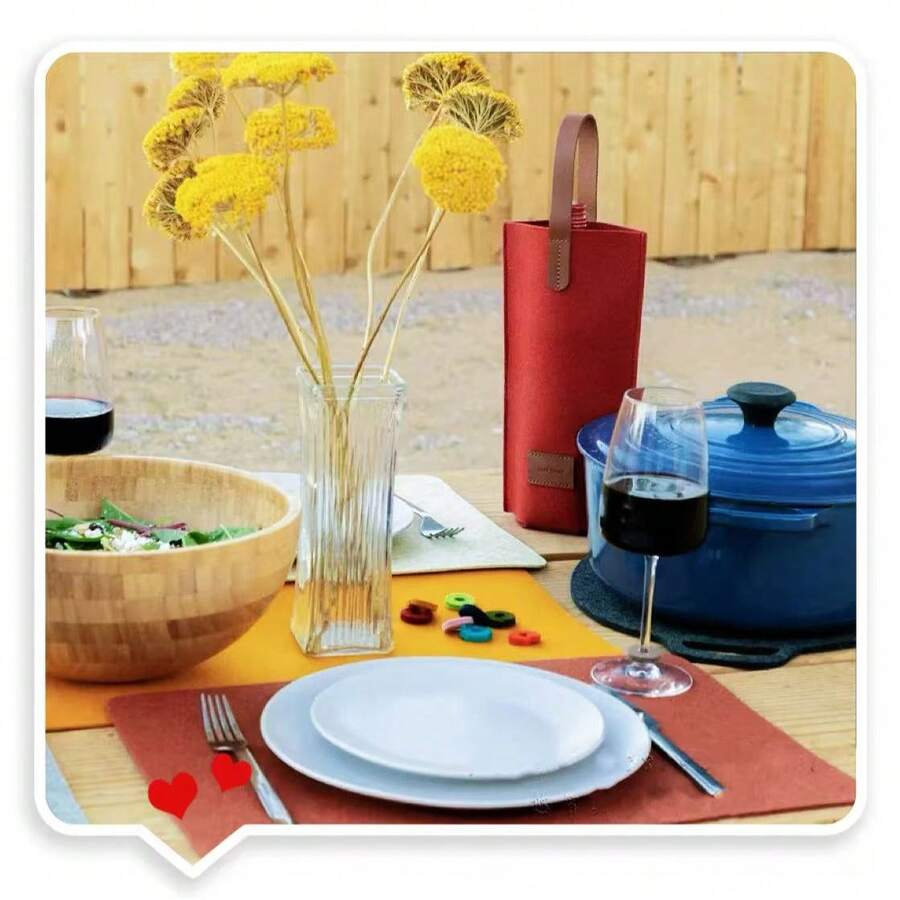 1pc Red Wine & Champagne Gift Bag, Felt Material High-End Single Bottle Red Wine Holiday Gift Packaging Bag, Thick Felt Red Wine Bag