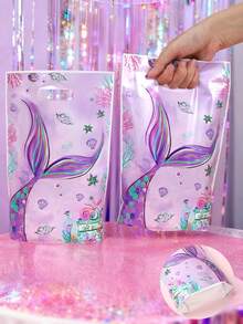 50pcs Mermaid 3D Gift Bags, Mermaid Gift Bags, Mermaid Themed Birthday Gift Packaging Supplies, Birthday Treat Bags, Gift Wrapping Bags, Mermaid Decorations, Party Favors, Mermaid Gifts, Wedding Gift Wrapping, Birthday Gifts, Girls Birthday Gifts, 1st Birthday Gifts, Kitchen Packaging, Birthday Gift Fillers, Suitable For Birthday, Wedding, Bridal Shower And Baby Shower - Mermaid - View 3