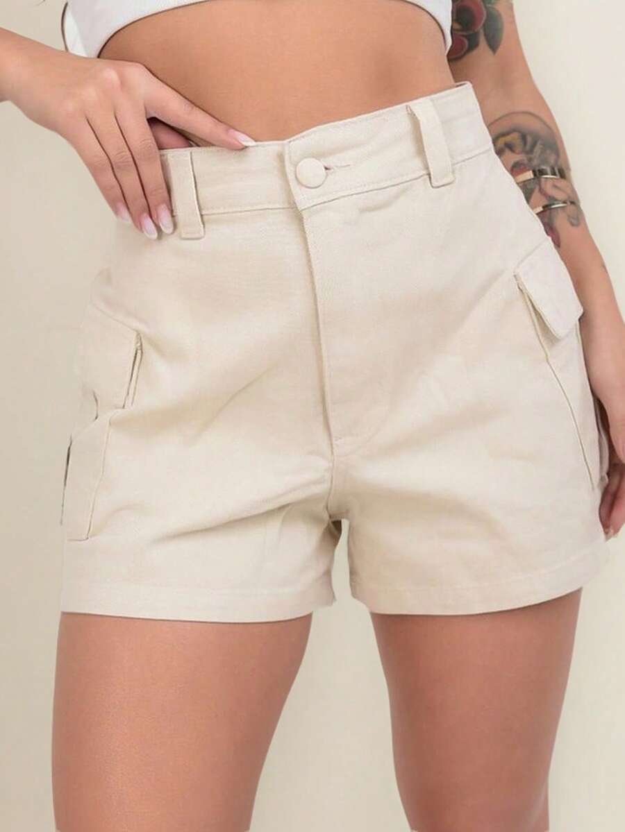 MILLE MODAS WOMEN'S CARGO JEANS SHORTS - Màu be - Xem 1