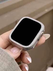 1个男女通用闪亮水晶水钻保护壳，镂空硬质PC手表保护套，兼容 38/40/41/42/44/45/46/49mm，适用于 Ultra/SE/11/10/9/8/7/6/5/4/3/2/1系列，智能手表保护壳配件，星光色