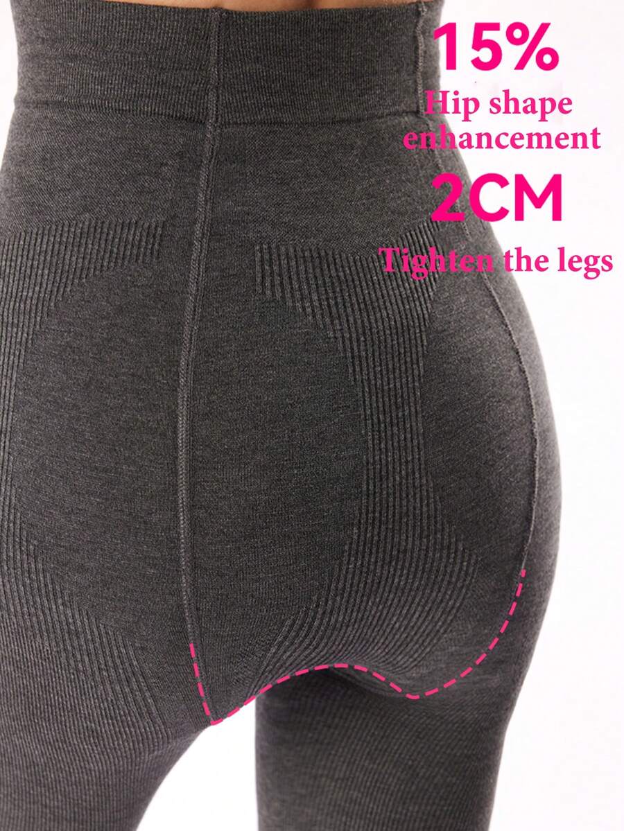 1pc 120G Flockless Gray Leggings For Women, High Waist Slimming Opaque Tights, Warm Footless Pants To Wear With Skirts, Autumn/Winter - Multicolor - View 1