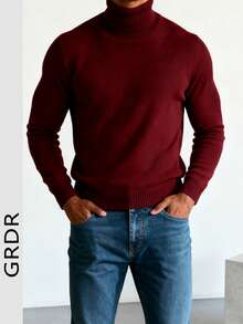 GRDR 男士高领长袖针织毛衣，百搭日常穿着