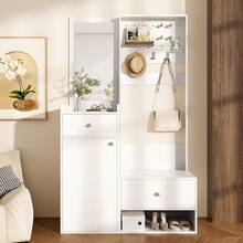 Hall Trees - White + Particle Board - View 5