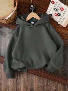 Tween Boy Letter Print Warm Sweatshirt - Dark Grey - View 2