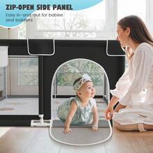 Baby Playpen With Mat,Baby Gate,Suitable For Family Use,Perfect For Nursery, Living Room And Outdoor Play,Baby Entertainment Play Center,Newborn Gift - 黑色 - 查看 5