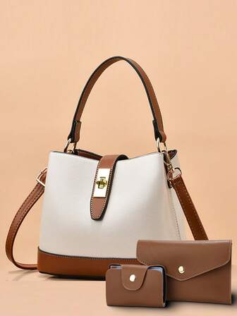 女士三件套：时尚单肩包、水桶包和手提包