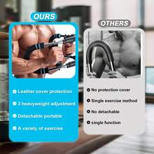 Arm Trainer , 60-110lb Adjustable Chest Exercise Equipment, Men's Arm Strength Trainer, Portable Spring Resistance Power Bar, For Home Workout Equipment Hand Grip Strengthener Non-Slip Grip Gym Stuff Essential For Halloween - Mint Blue - View 7