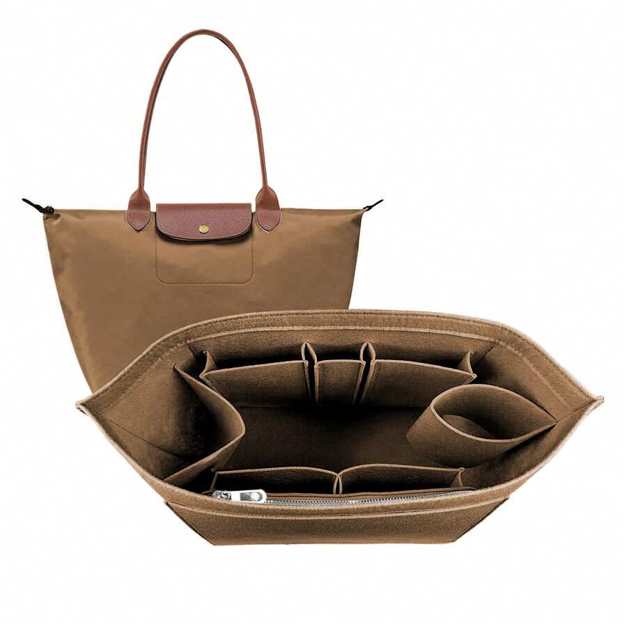 Small Wallet/Pouch Organizer Insert For Le Pliage Ladies Handbag - Brown - View 1