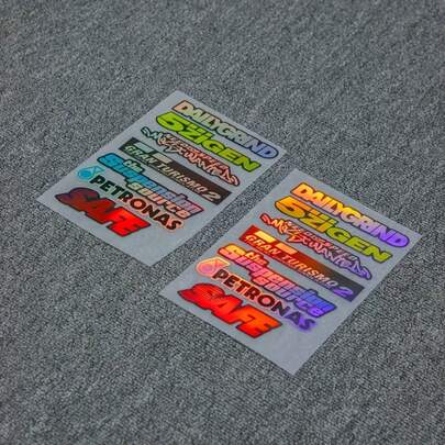 7张JDM风格汽车贴纸，适用于摩托车和汽车 - 防水、防紫外线、防刮擦、DIY贴纸、醒目的文字和标志设计、耐候性强，适用于汽车、摩托车、户外探险，色彩鲜艳，高品质印刷