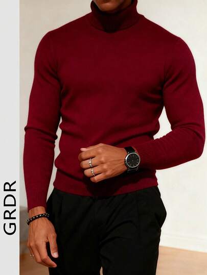 GRDR Autumn/Winter New High Neck Pullover Sweater, Casual Thin Knit Top For Daily Wear