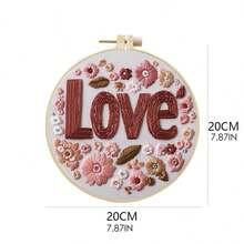 Valentines Day Embroidery Starter Kit Letters Flower Hand Stitch Craft Learning Set Present - Burdeos - Ver 6