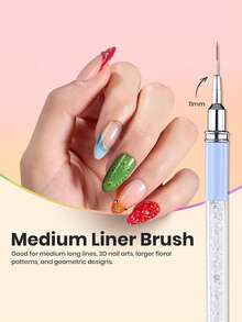 TOMICCA 1支/5支装马卡龙色美甲拉线笔，美甲设计笔，5种不同尺寸的笔头，适用于精细的美甲细节描绘，家用及专业美甲沙龙均可使用。 - 彩色 - 查看 5