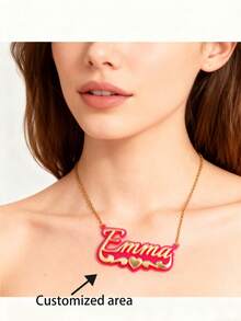 Customized Letter Name Pendant Necklace, Personalized Acrylic Name Necklace, Party Jewelry, Birthday Gift, Christmas Party Celebration Gift, Celebration Accessories, Personalized Jewelry, Hip Hop Jewelry, Script Pendant, Acrylic Jewelry, High Quality Acrylic, Engraved Jewelry, Sentimental Gift, Party Favor - Multicolor - View 2