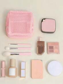 1pc Large Capacity Transparent Mesh Pouch, Portable Travel Organizer, Cosmetic Bag, Makeup Pouch, Sanitary Napkin Pouch, Versatile Storage Case - 彩色 - 查看 3