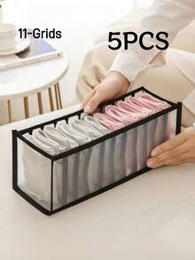 1 szt./2 szt./5 szt. [Biały/Szary/Beżowy/Różowy] Organizer na bieliznę i skarpetki, Organizer z siatki na półkę w szafie, Sortowanie pudełka do przechowywania skarpet i legginsów, Składane pudełko do przechowywania w szufladzie, Akcesoria do sypialni