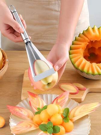 1 st fruktskärningsverktyg, triangulärt fruktskärningsverktyg, grönsaksskärningsverktyg i rostfritt stål, fruktskärare, äppelknäppare i rostfritt stål, fruktfatsskärningsverktyg, triangulär gör-det-själv-skärning för hemmet, fatdekorationsverktyg, bakverktyg