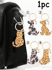 Double-Sided Acrylic Leopard Print Cat And Dog Bone Keychain, Stylish, Classic, And Cool Animal-Themed Bag Charm, Diy Jewelry Accessory. Can Be Hung On Backpacks, Handbags, Car Keys, Door Keys, And Mobile Phone Accessories. A Perfect Souvenir Or Personalized Gift For Friends And Family, Ideal For Christmas.