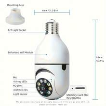 2PCS  Security Cameras Light Bulb Camera 1080P Resolution Home Wifi Security Camera Intelligent 360 PTZ Indoor Outdoor Light Bulb Camera Remote Voice Intercom HD Night Vision For Home Monitoring,Birthday Gift,Halloween Gift,Christmas Present - 白色 - 查看 7