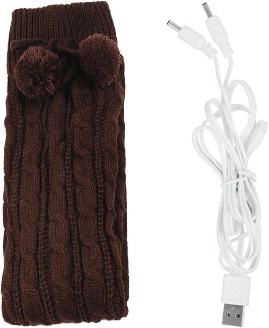 Calcetines eléctricos,Calcetines calentados Mujer - 1 par de Calcetines cálidos Pantuflas con calefacción USB |   Ropa con calefacción, Calcetines por Encima de la Rodilla para Andar en Motocicleta, al - cafetería - Ver 1