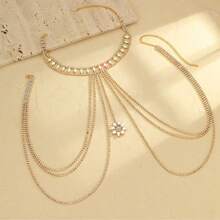 1pc Sexy Body Chain, Colorful Rhinestone Embellished, Clubwear Beach Bikini Spaghetti Strap Necklace, Rhinestone Chest Chain - Multicolor - View 12