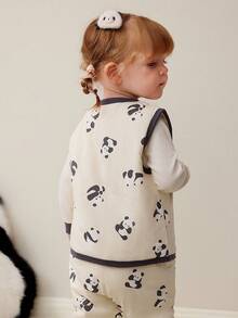 mini bala Quilted Cotton Baby Vest Soft Skin-Friendly Printed Home Wear Autumn Winter - White Grey Tone - View 3