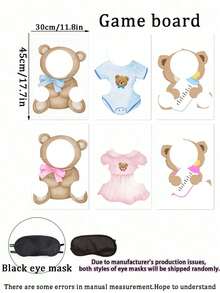 Bộ trò chơi "Cho tôi ăn" dành cho tiệc mừng em bé (12 món/6 món), bao gồm bảng trò chơi và bịt mắt, thích hợp cho tiệc cô dâu, tiệc tiết lộ giới tính, cũng có thể dùng làm đồ trang trí tiệc. - Nhiều màu - Xem 3