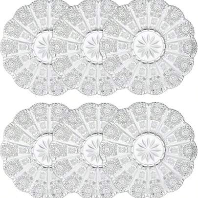 Kanpura 甜点盘 5.5 英寸玻璃盘 6 件套 小巧装饰沙拉和甜点盘 透明玻璃餐盘 适用于开胃菜、沙拉和小餐