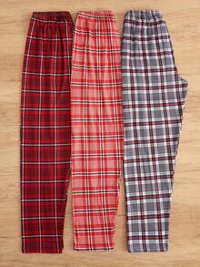 3-Pack, Plaid Print Pajama Pants, Soft And Comfortable Long Pants, Women's Vacation And Loungewear Pajama Pants, Made Of Polyester Fiber, Suitable For All Seasons. - Nhiều màu - Xem 4