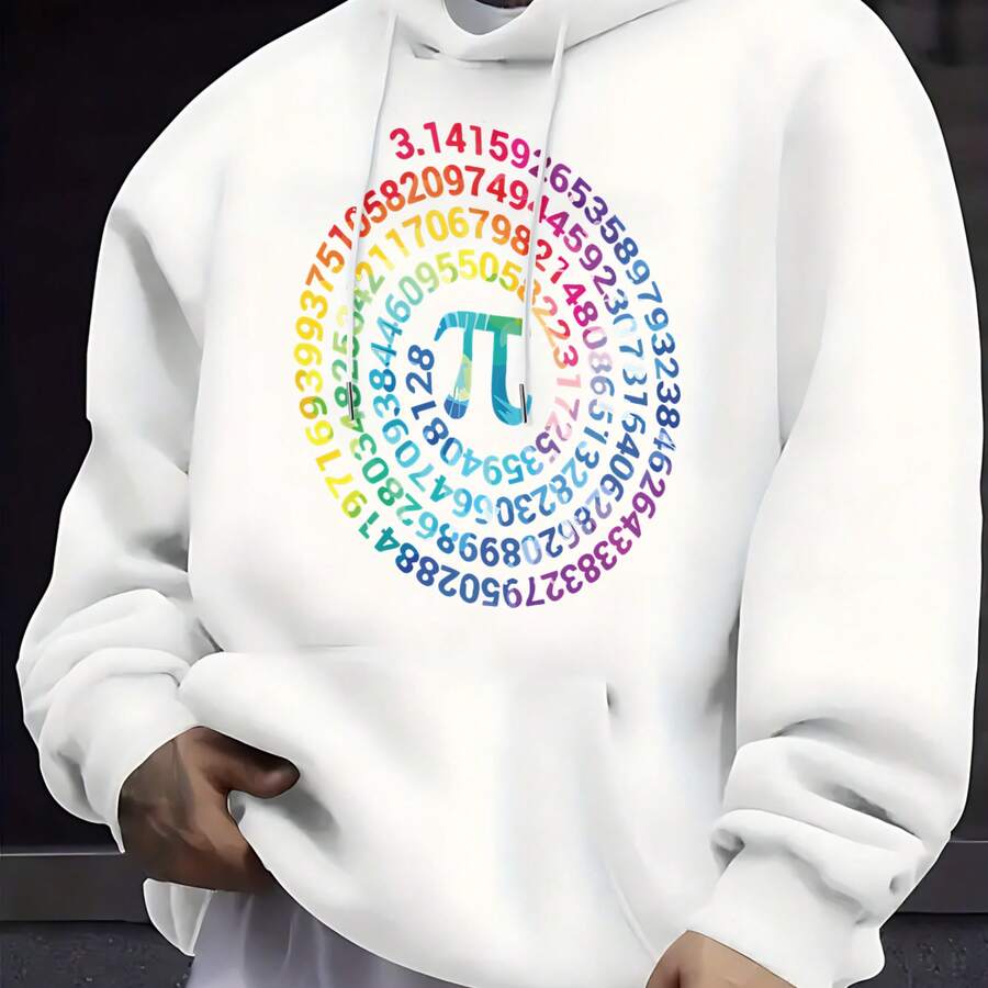 Black Hoodie With Pi Print And Colorful Numbers For Math And Science Lovers - 白色 - 查看 1