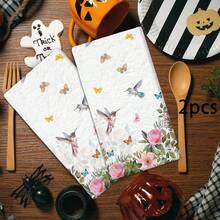 2/4 Pcs Floral Print Dish Towels, Super Absorbent Microfiber Modern Dish Cloths, Cooking And Baking Tea Towels, Cleaning Rags, Hand Towels, Highly Soft And Absorbent, Kitchen Decor, Gifts For Neighbors, Mothers, Birthdays, Housewarming For Friends, Kitchen Essentials, Daily Necessities - Multicolor - View 12